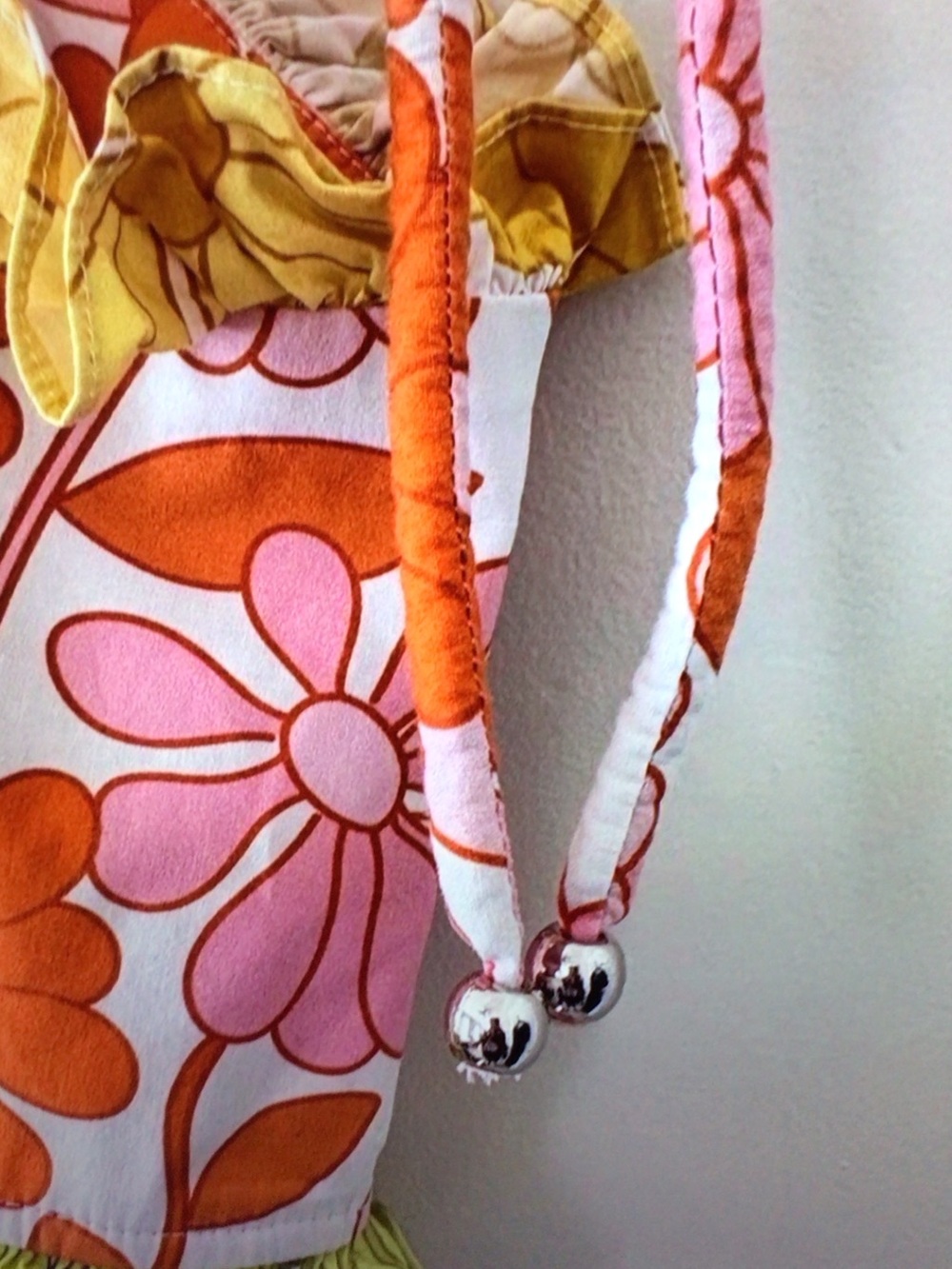 Floral Tie-Strap Sundress in Pink & Orange - Picture 9 of 13